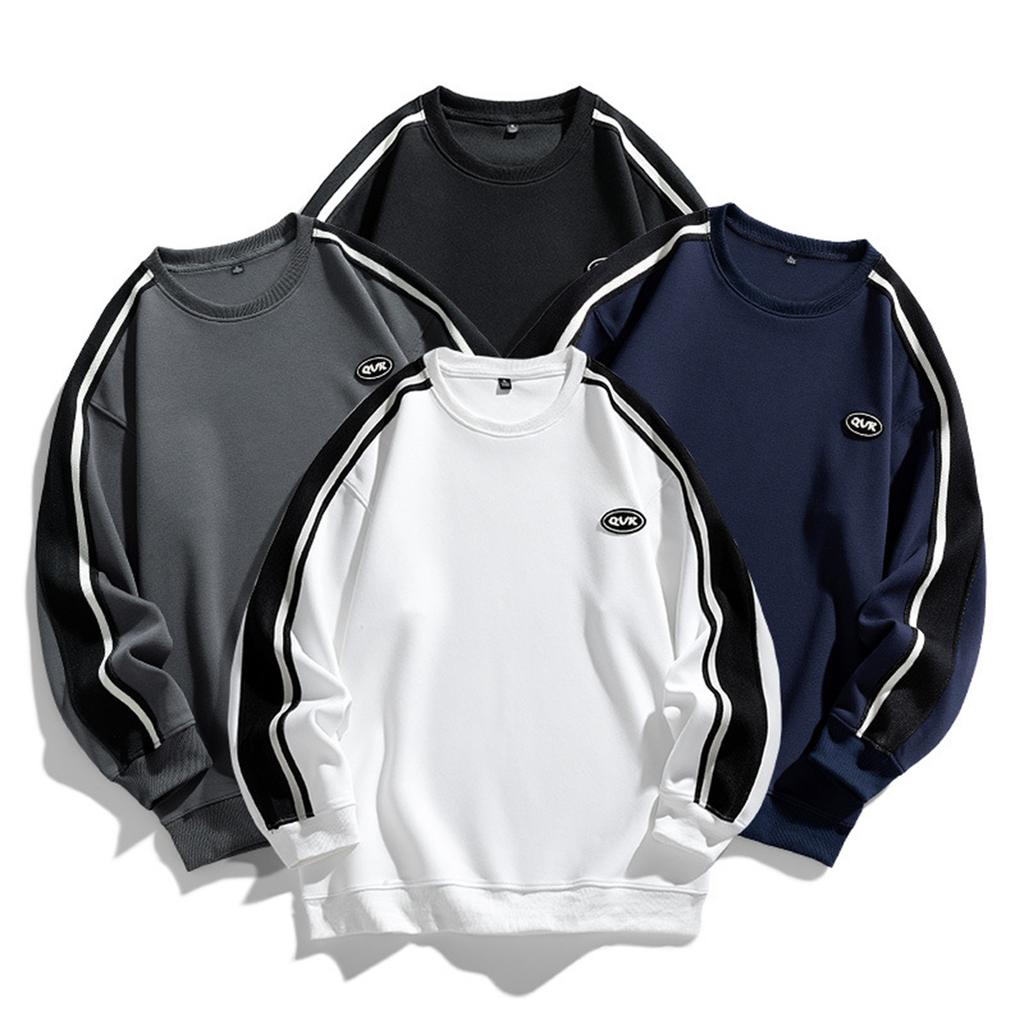 Men's Solid Color Round Neck Long Sleeve Sweatshirt Men's Sports Large Size Casual Round Neck Sweatshirt