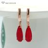 Fashion Long Rose Gold Color Water Drop Cubic Zirconia Dangle Earrings For Women Luxury Wedding Party Jewelry Romantic Gift