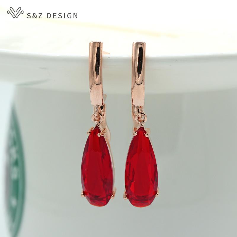 Fashion Long Rose Gold Color Water Drop Cubic Zirconia Dangle Earrings For Women Luxury Wedding Party Jewelry Romantic Gift