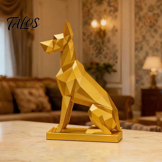 Геометрическая фигурка добермана, 3D-печатная фигурка, Золотая собака, Декоративная скульптура, Современная статуэтка-декор в форме животного для дома, офиса, стола, Подарок любителям