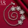 925 Sterling Silver Five Flower Necklace Fashionable Wedding Jewelry