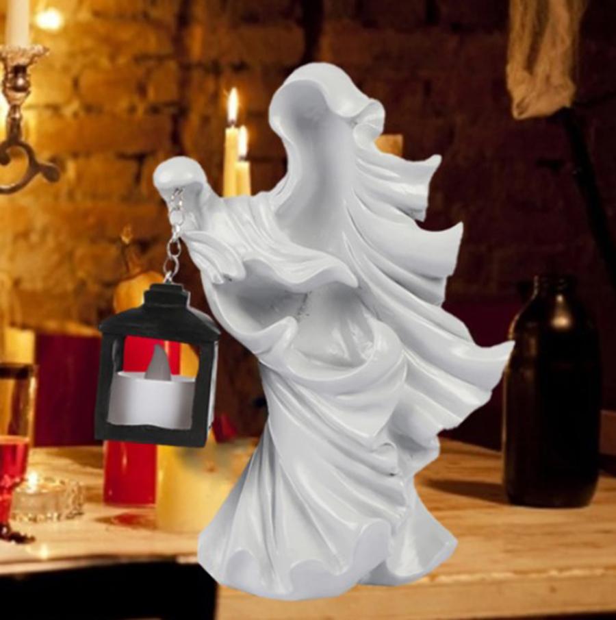 Смола, высота 7,87 дюйма, фигурка призрака с фонарем, для украшения сада и двора