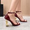 High Heel Open End Sandals, Sexy, with Unique Strap, Red Wine Color, Elegant Personality New Summer Style Elegant Ladies Sandals