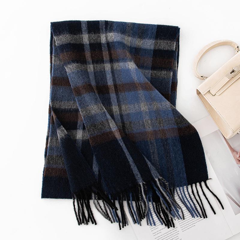 Wool Scarf Unisex Versatile and Soft Autumn and Winter Plaid Shawl Thickened Warm and Long Scarf