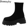 Fashion Vintage Platform Increase Women Ankle Boots Fashion Slip On Shoes Autumn Winter British Style Ladies Elegant Short Booties