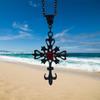 Gothic Black Vampire Cross Pendant Necklace Red Zircon Punk Jewelry Fashion Charm Manifesto Women's Wedding Party Gift