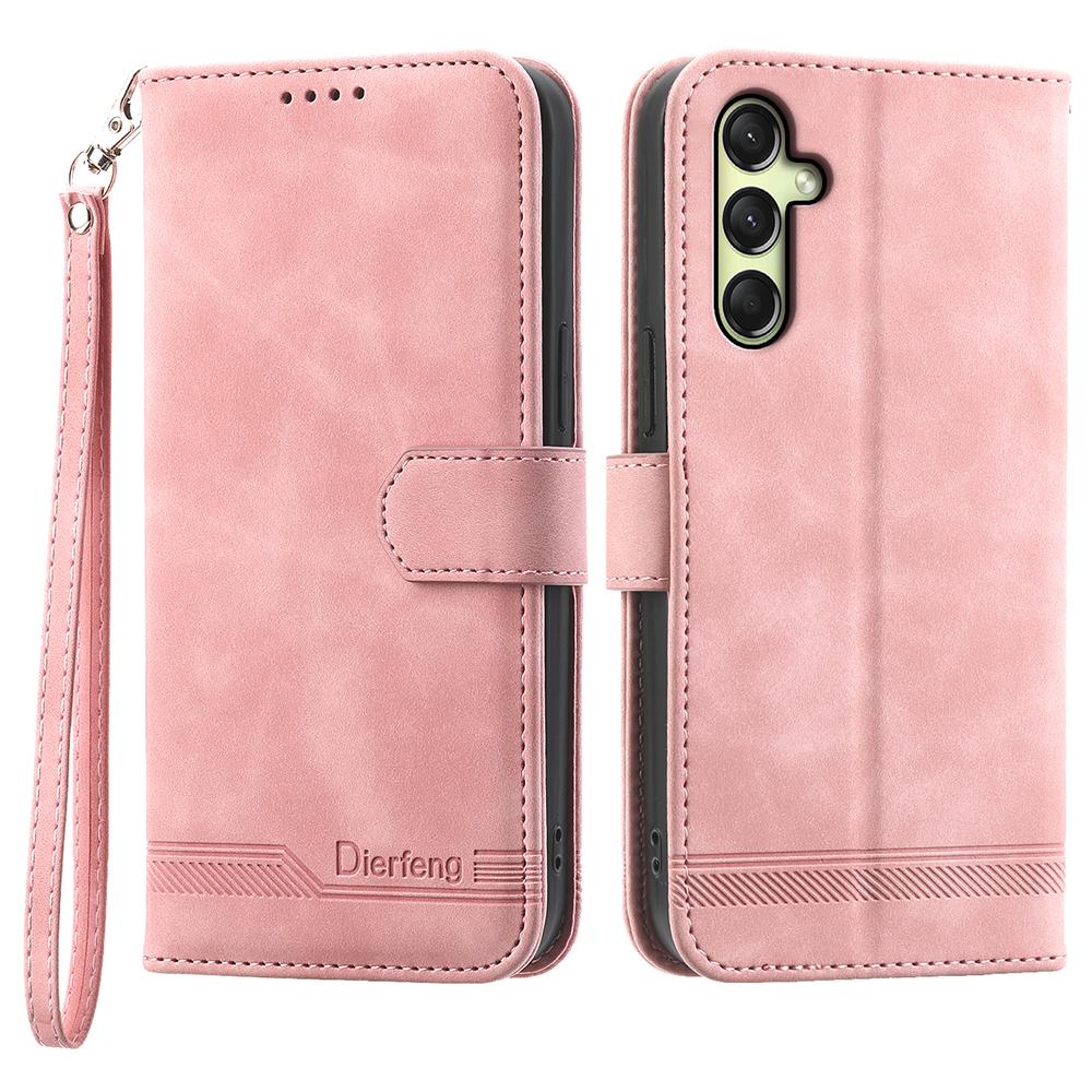 DIERFENG DF-03 For Samsung Galaxy A26 5G Leather Case Lines Imprint Wallet Phone Cover