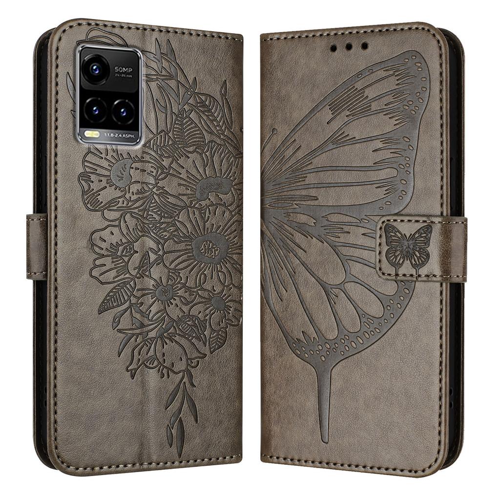 Butterfly Flowers PU Leather Case Kickstand Card Holder Slots TPU Shockproof Flip Cover For Vivo, Vivo Y70s Y15a V20 SE Y51 V21e Y21 Y20 Y35 Y55S...