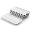WishDeco Set of 6 Rectangular Plates, 23 X 12 Cm, Suitable for Grilled Fish, Sushi, and Other Oven-Safe Dishes, White, Microwave Safe