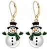 Huitan Women Cozy Drop Earring Snowman Shapedfashion Christmas Lady Metal Accessories Winter Cute Festival Party Jewelry Gift