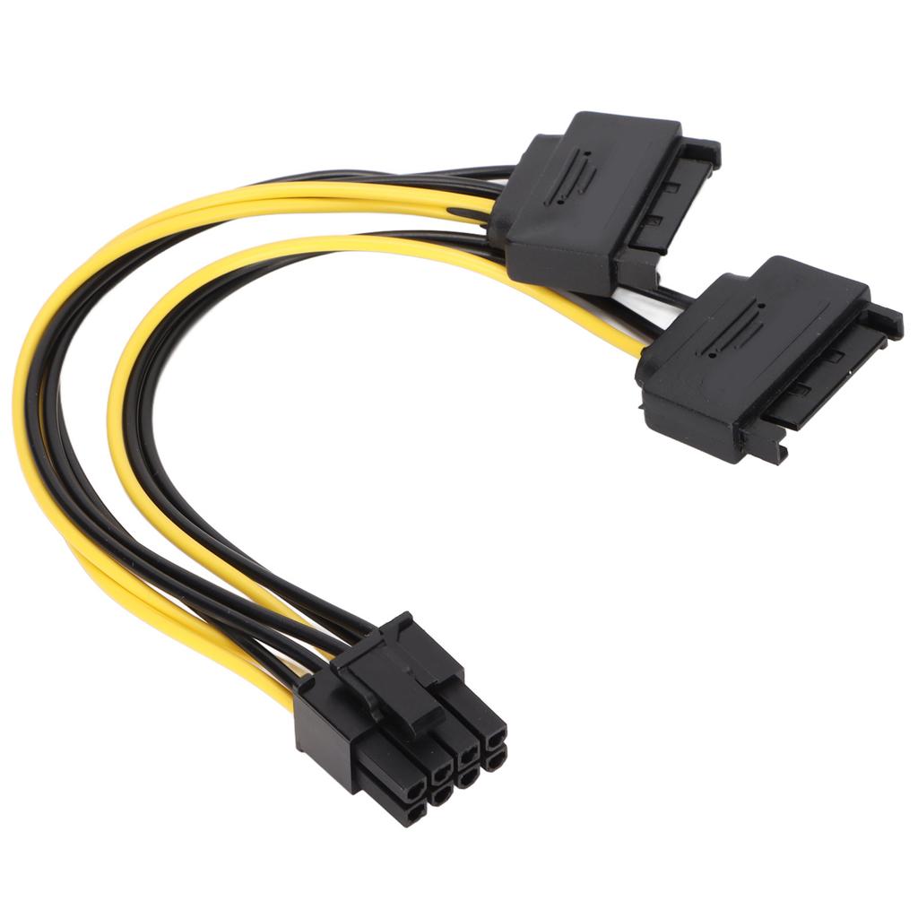 2 шт. Кабели питания Двойной 15-контактный SATA на PCIE 8-контактный штекерный адаптер питания графического процессора для компьютерных аксессуаров