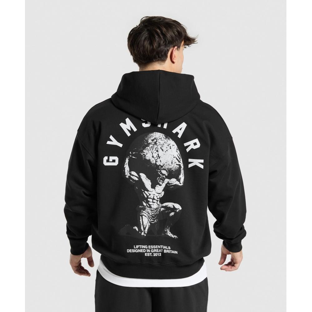 Gymshark Толстовка с капюшоном Atlas Zip Up, черная A2b8v Bb2j