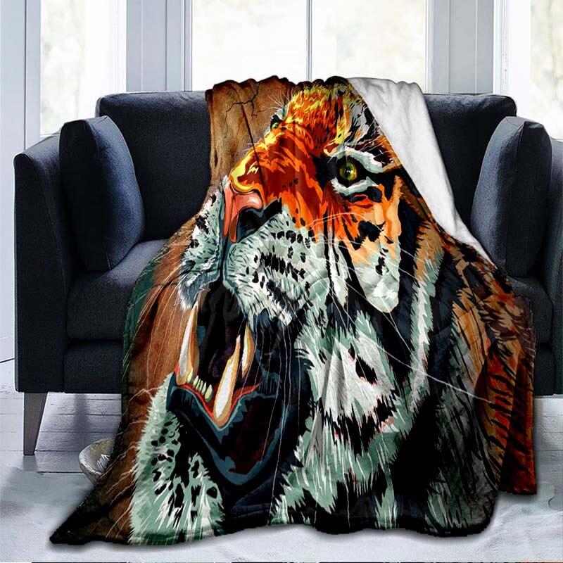 Одеяло с тигром, одеяло с 3D принтом мультфильма, фланелевое одеяло, семейное одеяло для домашних животных, одеяло для дивана, подарок