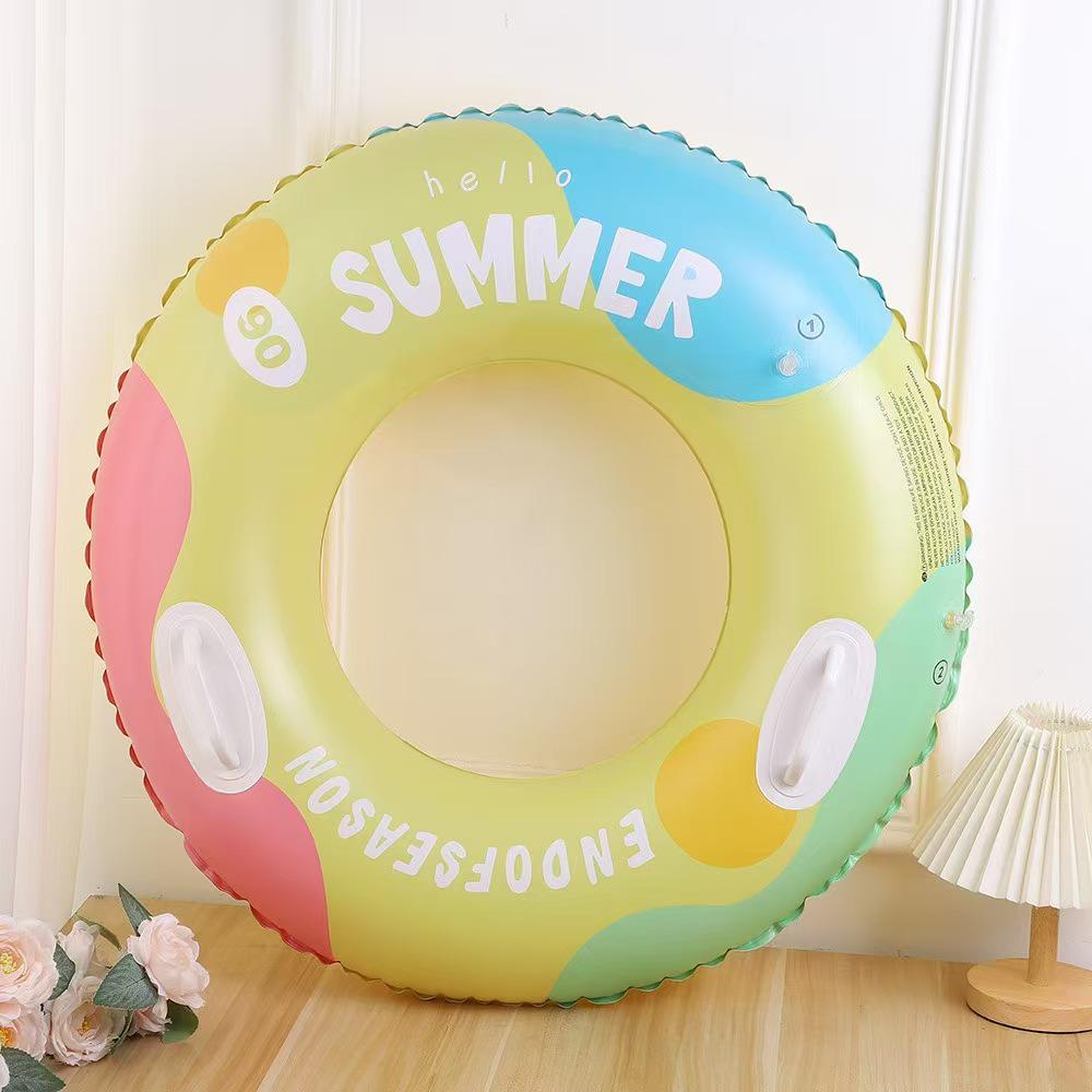 Inflatable Sequined Swim Ring with Handles and Double Airbags for Water Park Rafting