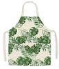 1 шт., хлопковый льняной кухонный фартук с принтом листьев, нагрудник для ужина, фартук для домашней кулинарии, выпечки, чистящие средства, унисекс