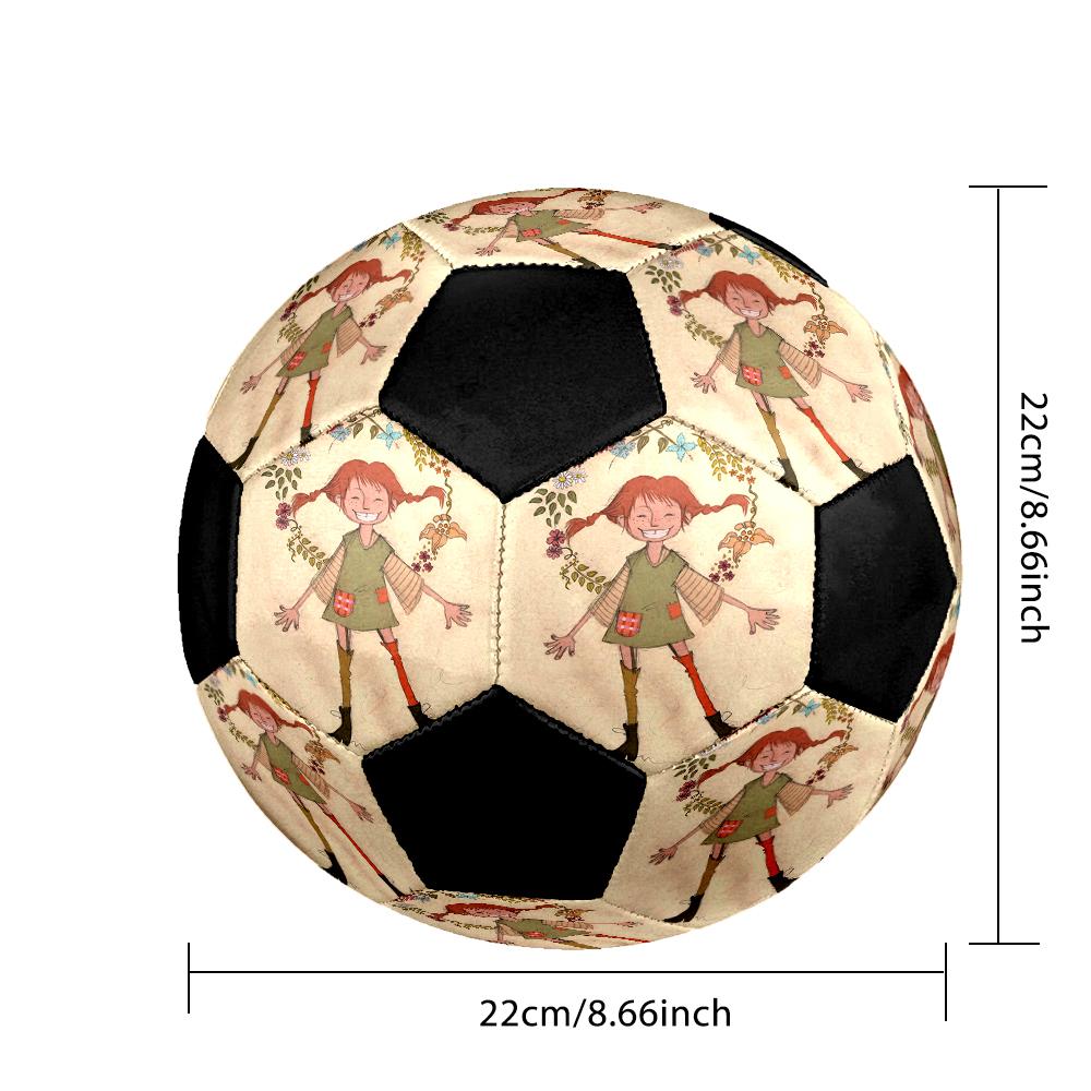 Pippi Longstocking Indoor Soccer Ball Colorful Machine Stitched PVC Size 5 Team Training Competition Ready Durable High-Bounce Cool Sports Gift
