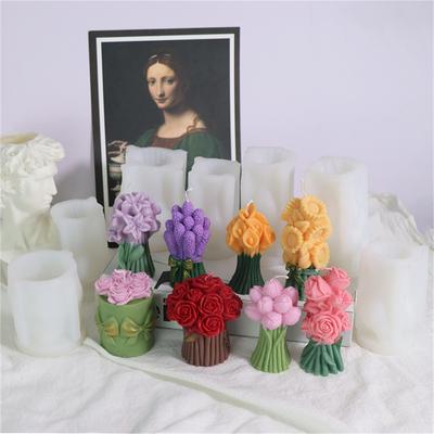 3D Лавандовый букет тюльпанов Ароматическая свеча Силиконовая форма DIY Подарки на День святого Валентина Формы для цветочных украшений Мыло ручной работы