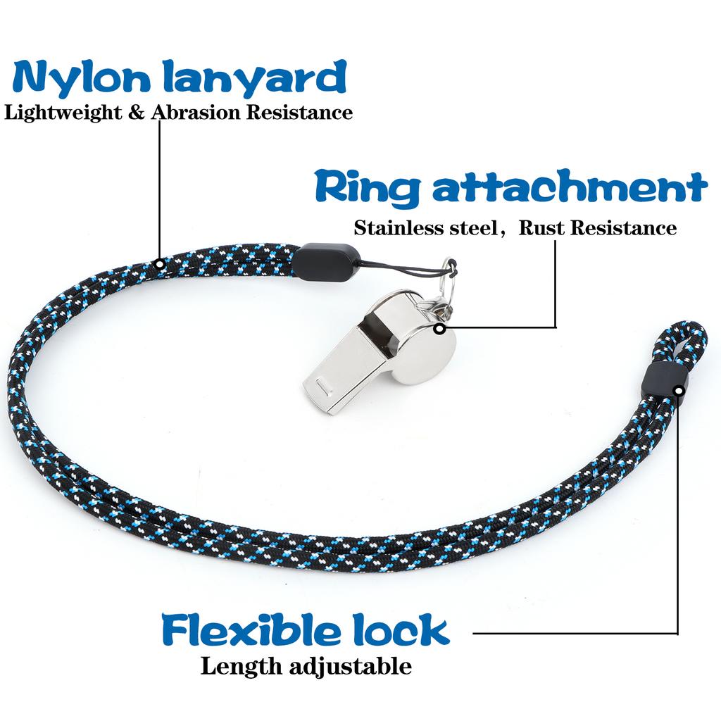 Набор из 6 спортивных свистков из нержавеющей стали со шнурком, свисток тренера, громкий, четкий