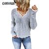 Autumn and Winter Women's Sweater V-Neck Knit Pullover Cozy Casual Sweater