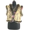 Felice Cat & Blue Fox/Silk Fabric/Luxury Fur Vest/M~L/Beige Tone/Button Fastening(USED)