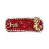 Women Red Rhinestone Hair with Metal Horse Design Clip For Wedding Party Accessory