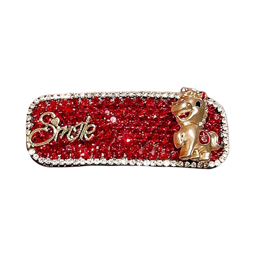 Women Red Rhinestone Hair with Metal Horse Design Clip For Wedding Party Accessory