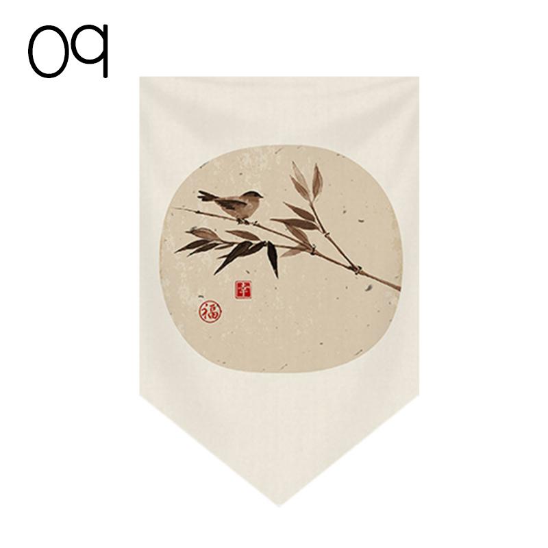 Japanese Tea Room Partition Door Head Curtain Signboard Chinese Style Hanging Short Curtain Restaurant Teahouse Decor Pennant