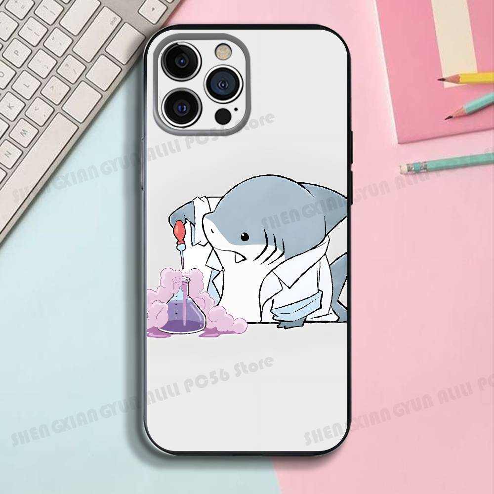 Черный матовый чехол для телефона с рисунком акулы для IPhone 17,16,15,14,13,12,13,12 Pro Max Plus XS, силиконовый, мягкая задняя крышка
