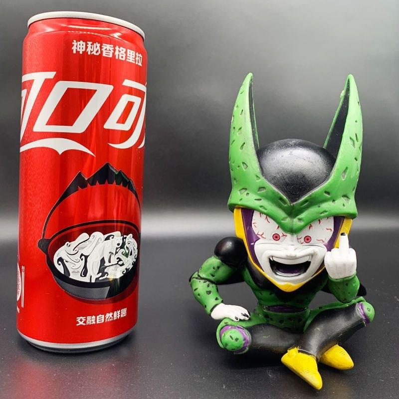 12cm Anime Dragon Ball Cute Cell Sitting Posture Erect Middle Finger Action Figure Pvc Model Doll Collection Statue Ornament Toy