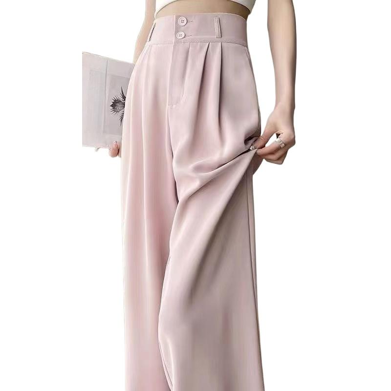 Весенне-осенние черные свободные брюки, висящие на ощупь тонкие женские брюки