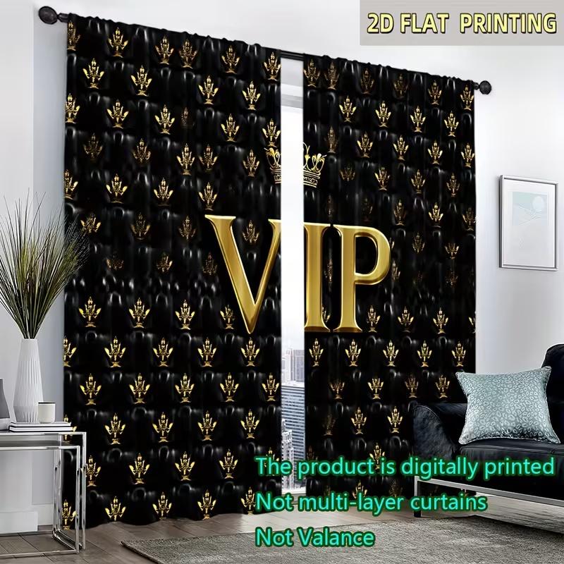 2 шт. штор с принтом Crown VIP, подходящих для украшения спальни, гостиной, кухни, для дома, для окна