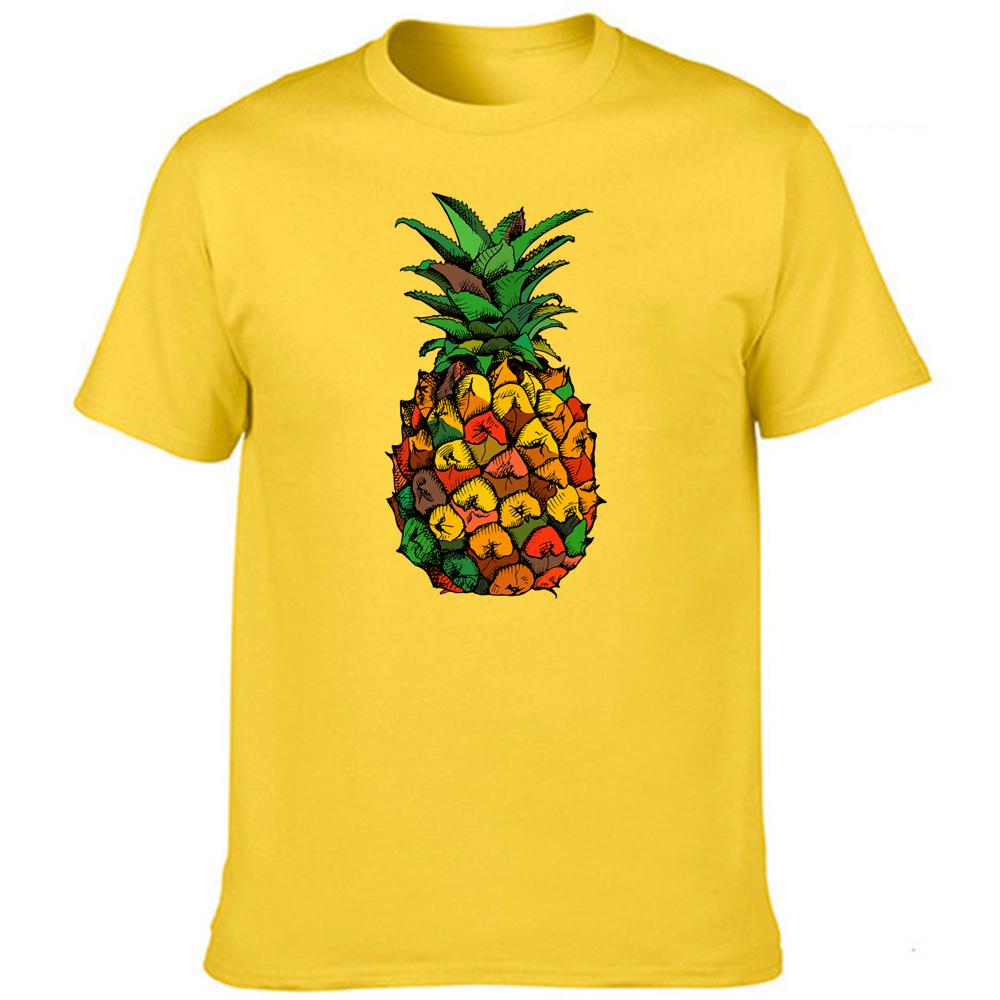 Men Clothes Pineapple Pizza Fruit Printed Funny Aesthetic Shirt Leisure Short Sleeve O Neck T