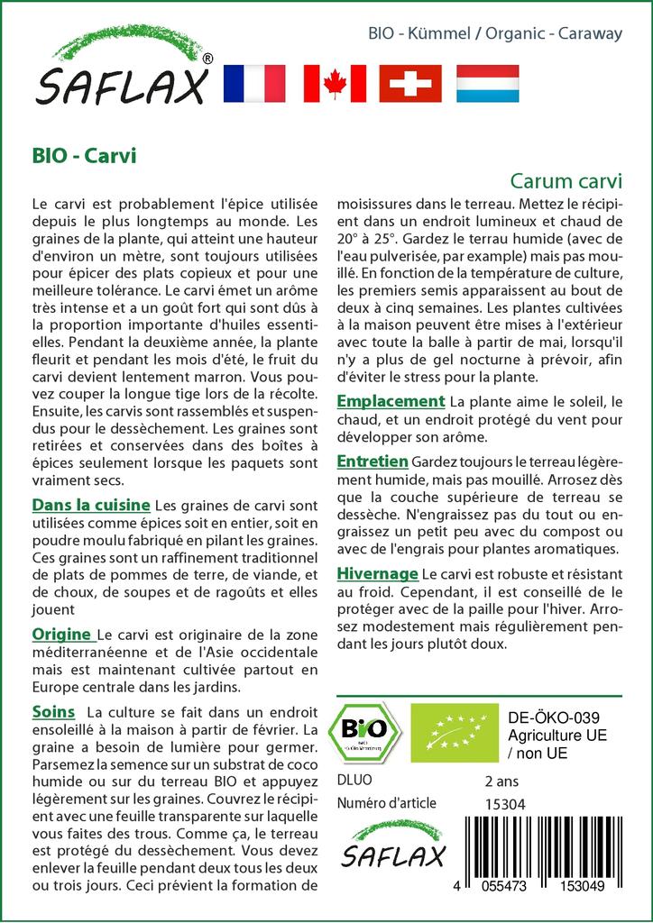 SAFLAX Garden in the Bag - Органический - Тмин - 800 семян - С субстратом в подходящем пакете-стойке - Carum carvi