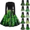 Women's Fashion Round Neck Casual Slim St Patrick's Day Printed Long Sleeve Dresses
