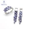 Bolai Natural Gemstone Tanzanite Jewelry Set 925 Sterling Silver Earring&rings Fine Jewelry for Women