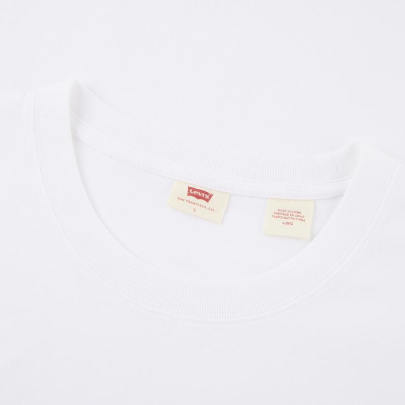Мужская футболка Levis однотонная повседневная с круглым вырезом и коротким рукавом, белая A7850-0006