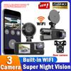 Car DVR 3 Channel Dash Cam for Cars WIFI APP Front Camera Video Recorder Rear View Camera for Vehicle Black Box Car Accessory