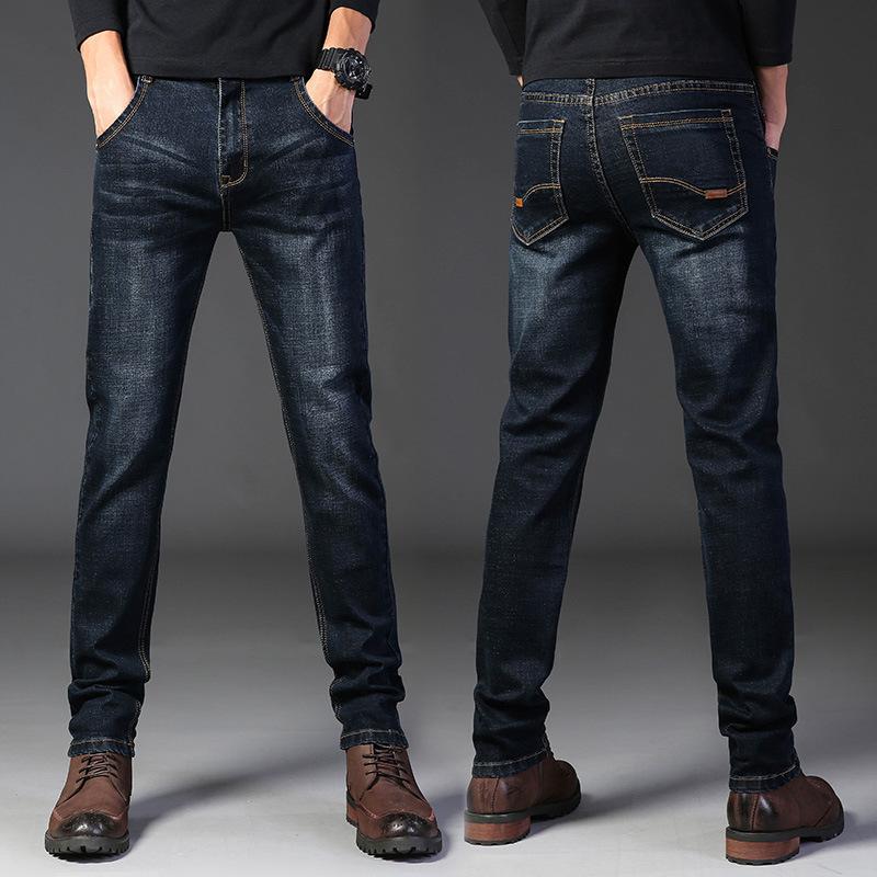 2024 Four Seasons Wearable Men's Jeans Straight Tube Хорошее качество Stretch Business Casual Denim Брюки