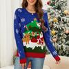 Женская мода Санта-Клаус узор пуловер свитер свободный ленивый кардиган