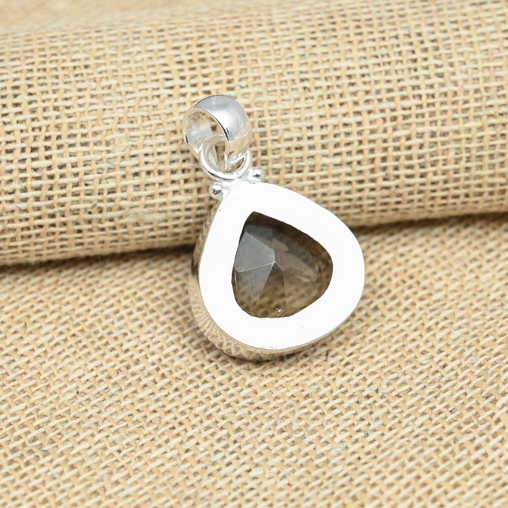 AAA + дымчатый топаз, твердый кулон из стерлингового серебра 925 пробы, ювелирные изделия ручной работы из драгоценных камней для подарков