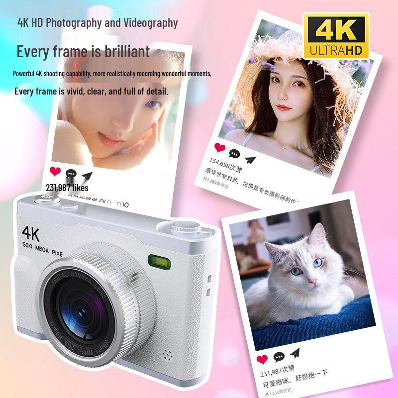 Student HD Dual Camera with Built-in Beauty Mode - Retro CCD Campus Vlog Entry-Level Camera
