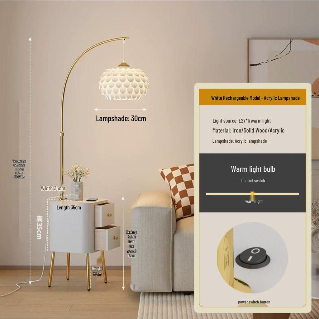 Современный кремовый торшер: Универсальный стиль для спальни, гостиной и прикроватной тумбочки