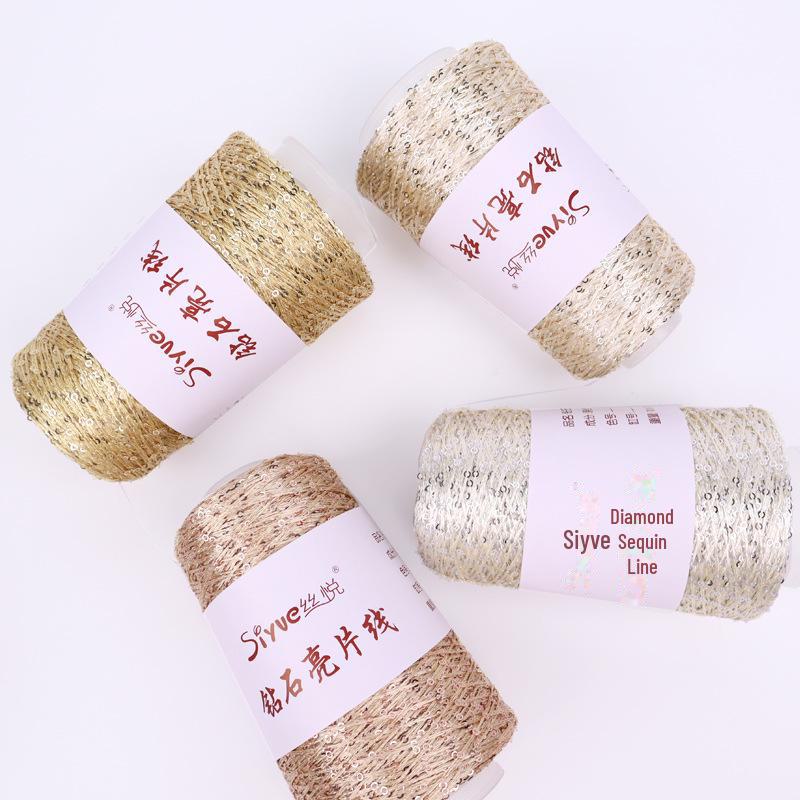 Пряжа с пайетками Siyue 2 мм - шерстяная пряжа ручной работы для проектов своими руками (100г)