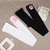 1 Set Women 3D Cat Paw Stockings Gloves Set Kawaii Cat Cosplay Kitty Socks Solid Color Anti-slip Halloween Party Cat Claw Paws Pad Socks