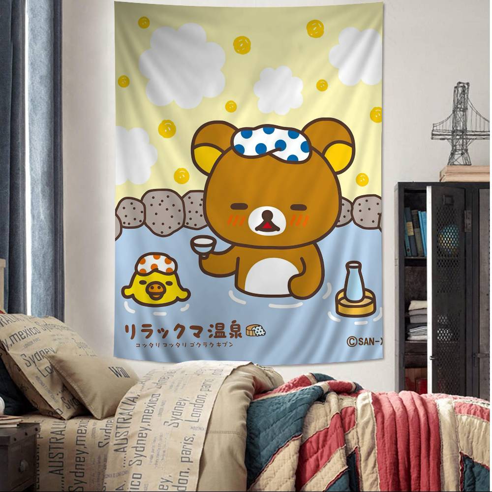 Cartoon Rilakkuma DIY Wall Tapestry Hanging Tarot Hippie Wall Rugs Dorm INS Home Decor
