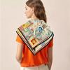 Silk Scarf Women Palace Print Square Scarves Head Echarpes Silk Foulards Femme Wraps Beach Shawls Bandana Lady Hijabs 90CM