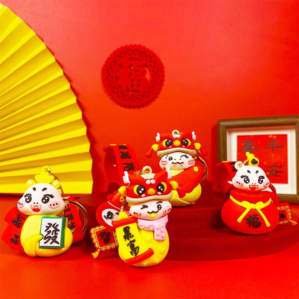 Cute Lucky Snake Year Keychain Blessing Traditional New Year Key Ring Animal Chinese Style Cartoon Snake Pendant Gifts
