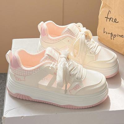 Женские белые сетчатые кроссовки 2025: Дышащие, на толстой подошве, универсальные повседневные кеды для лета