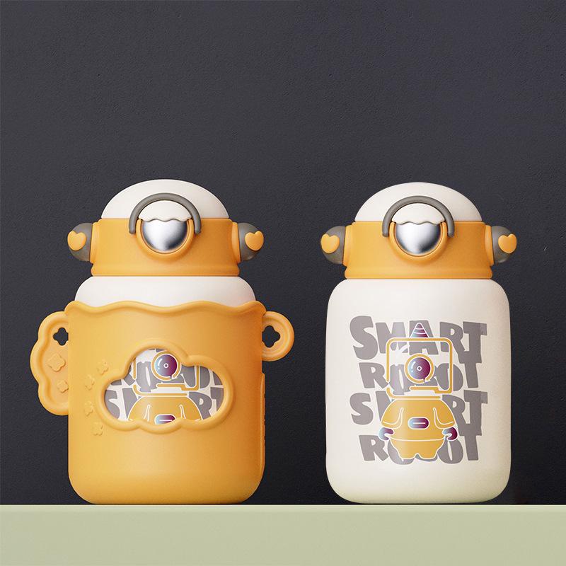 Обновленная детская термокружка с мультяшным рисунком «Галактика», 550 мл, со встроенной трубочкой, студенческий термос, 304 Нержавеющая сталь