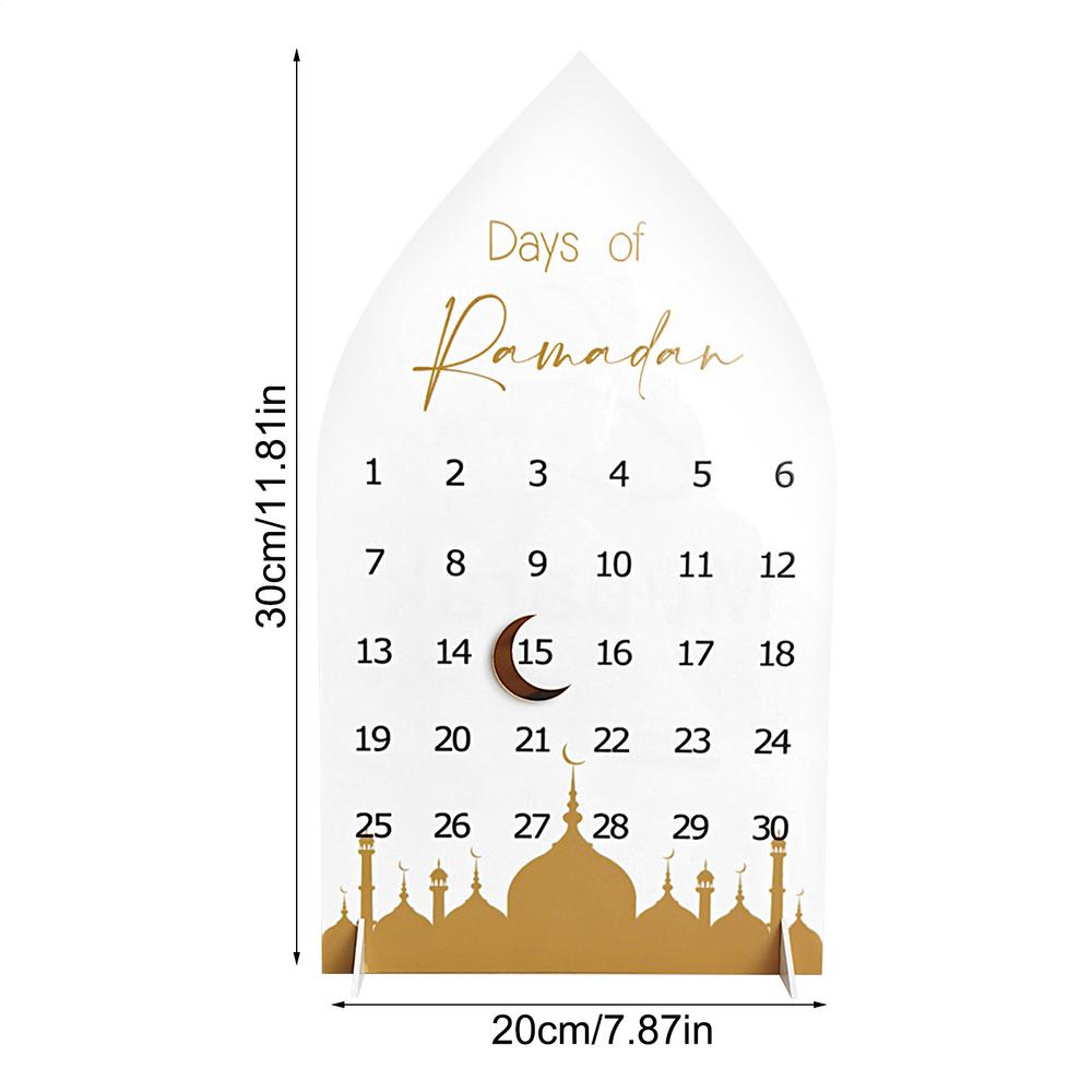 Рамадан Адвент календарь обратного отсчета Акриловые ИД Адвент календари 2025 Ид Мубарак Декор стола Полумесяц Замок Дизайн Украшения